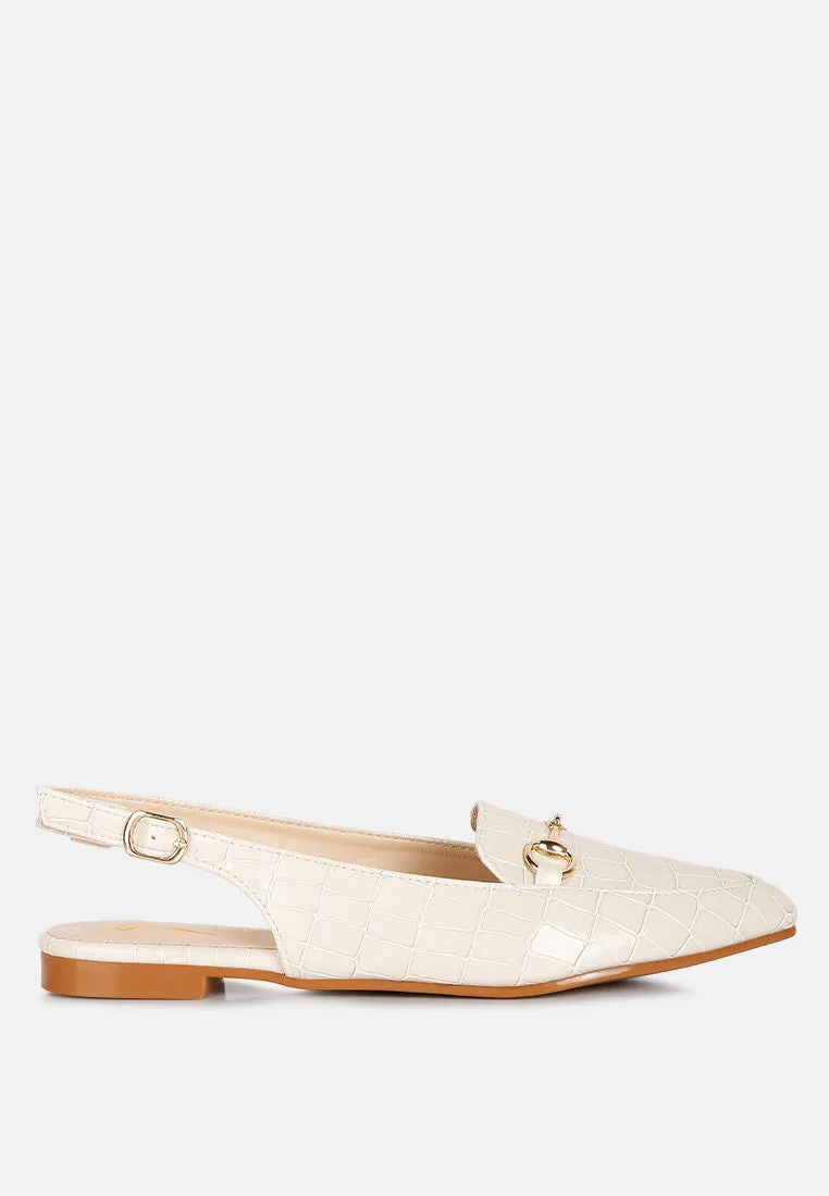 Trempe Croc Slingback Flat Sandals By Ruw