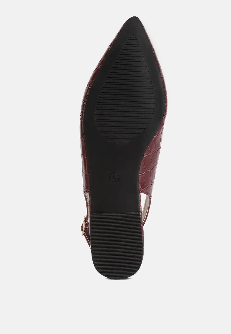 Trempe Croc Slingback Flat Sandals By Ruw
