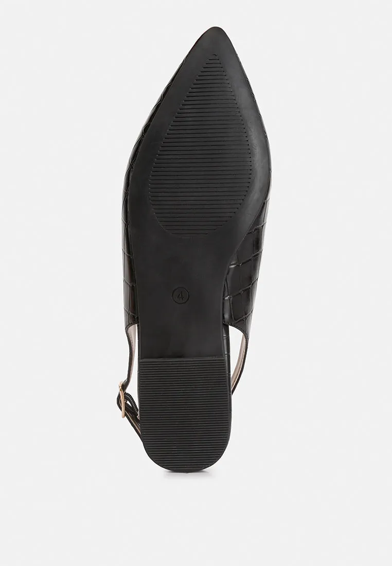 Trempe Croc Slingback Flat Sandals By Ruw