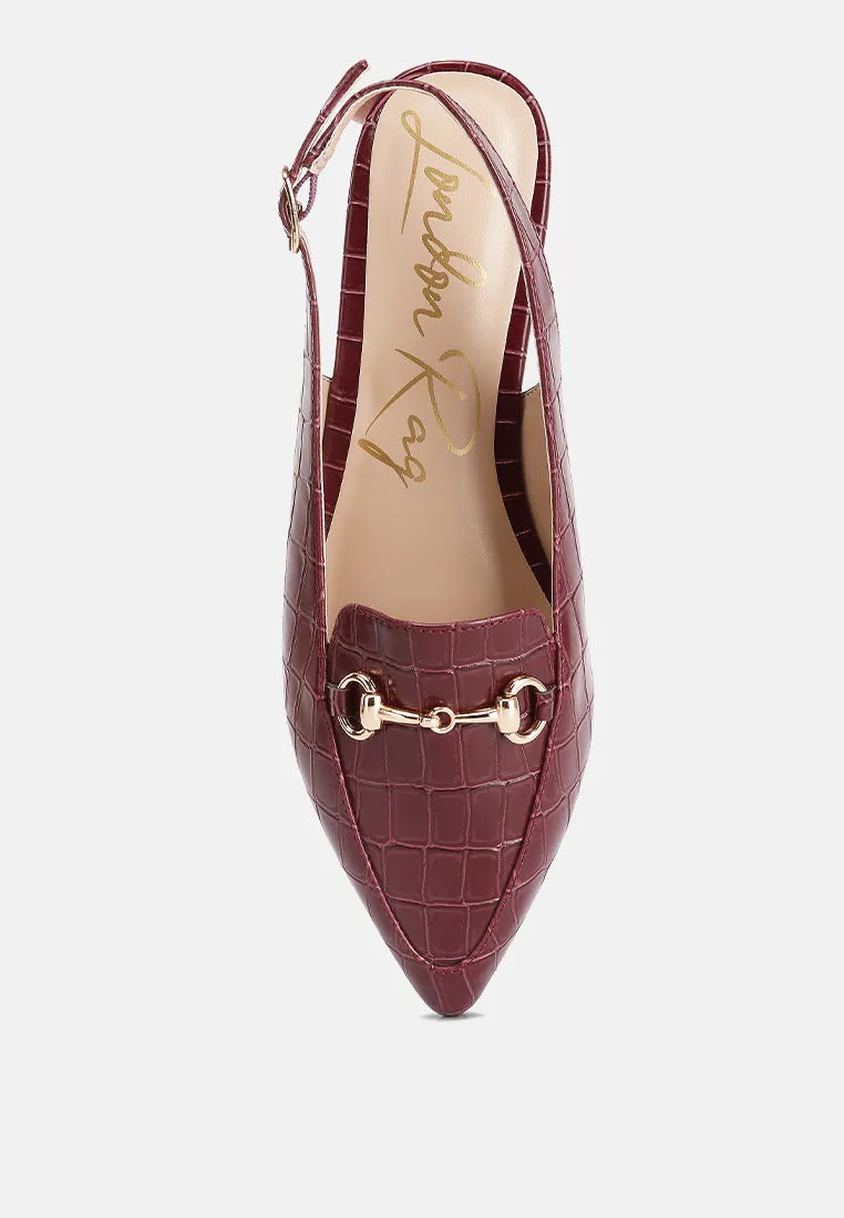 Trempe Croc Slingback Flat Sandals By Ruw
