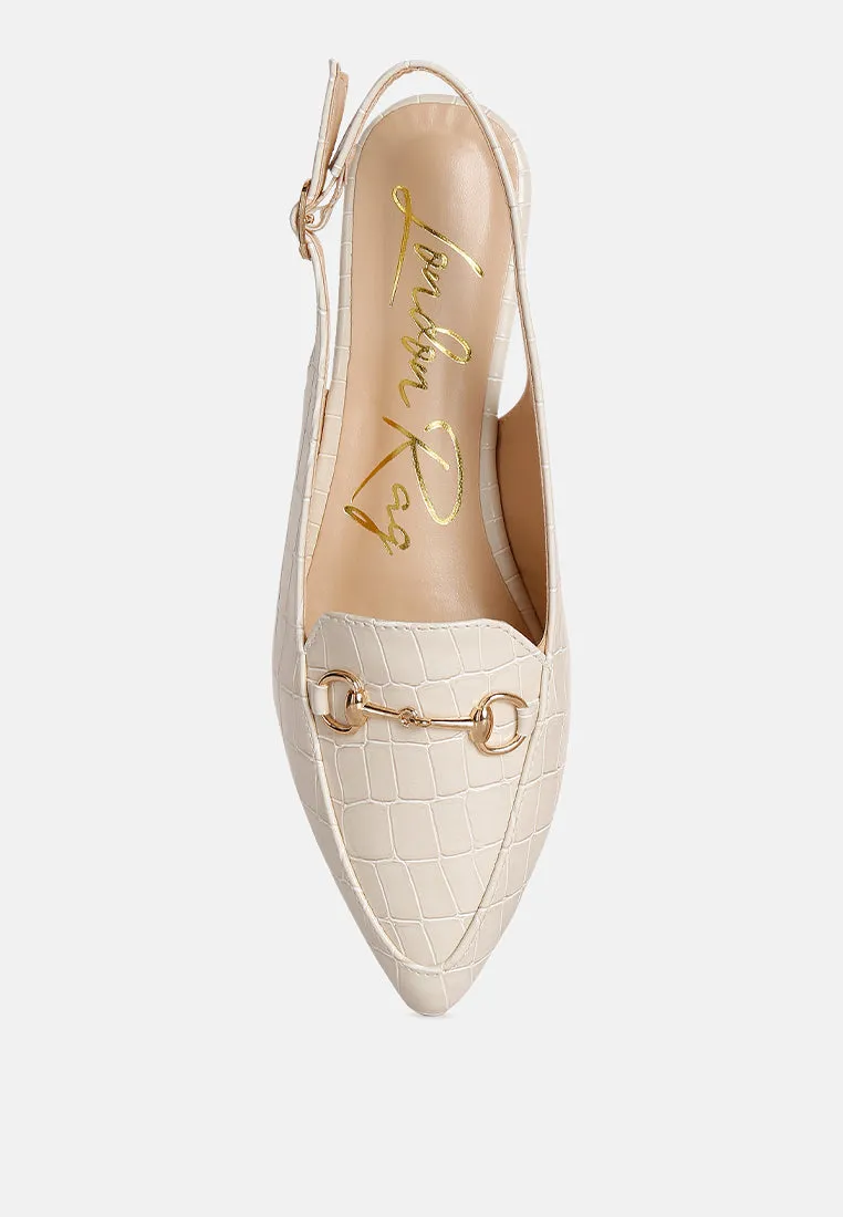 Trempe Croc Slingback Flat Sandals By Ruw
