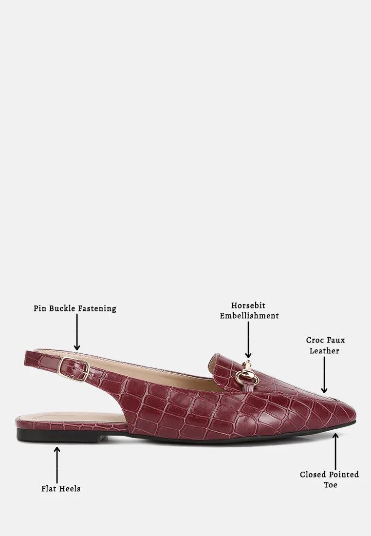 Trempe Croc Slingback Flat Sandals By Ruw