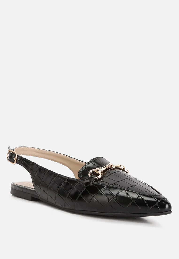 Trempe Croc Slingback Flat Sandals By Ruw