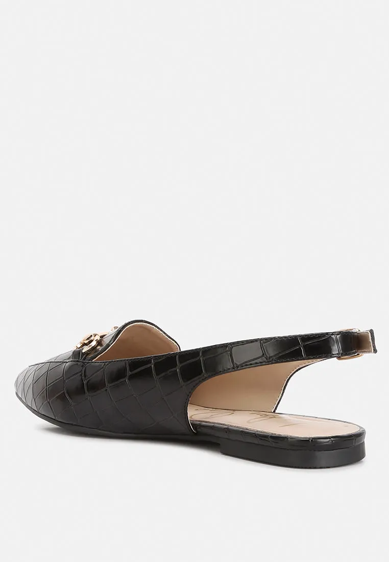 Trempe Croc Slingback Flat Sandals By Ruw