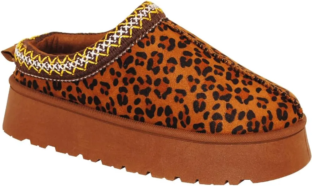 TRENDSUP Women's Platform Slippers, Suede Short Ankle Boots, Fur Fleece Lined, Slip-on, Durable for Indoor and Outdoor, Warm and Fuzzy