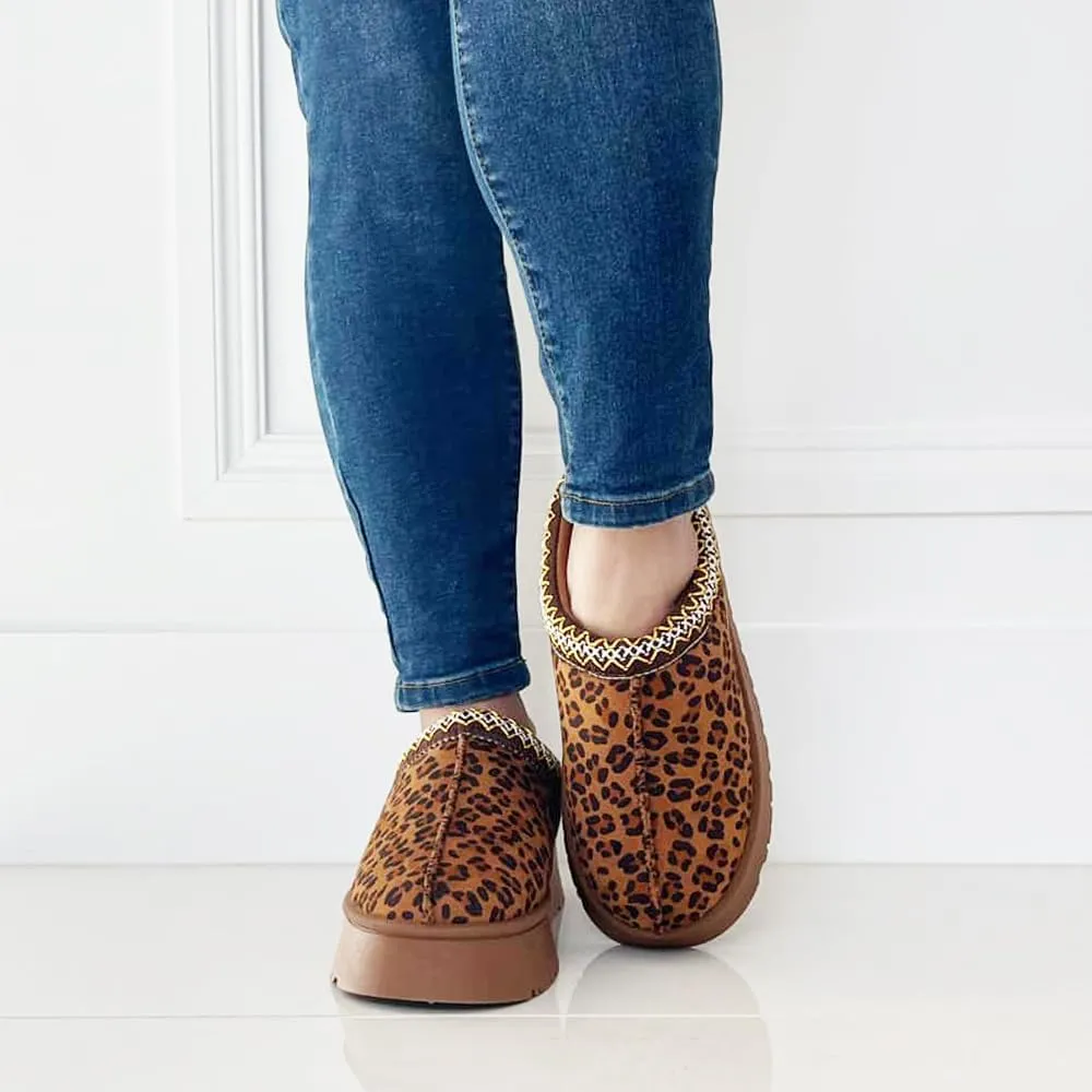 TRENDSUP Women's Platform Slippers, Suede Short Ankle Boots, Fur Fleece Lined, Slip-on, Durable for Indoor and Outdoor, Warm and Fuzzy
