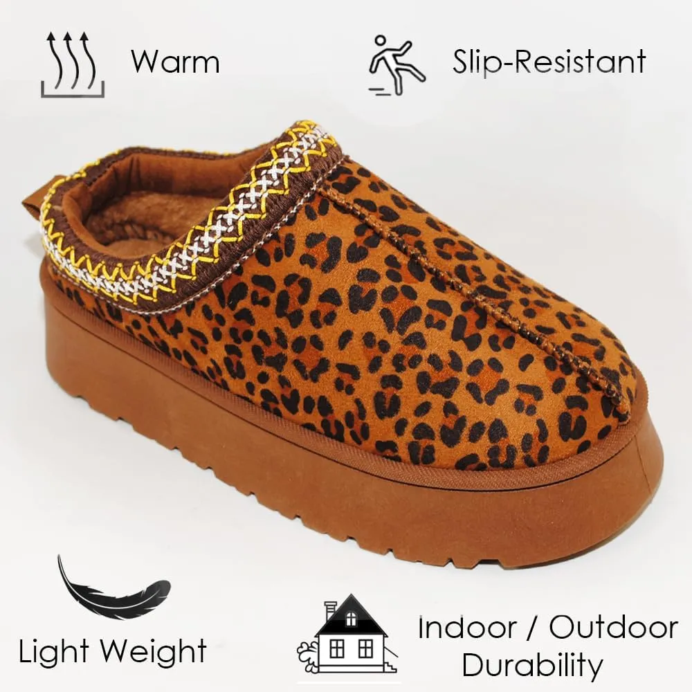 TRENDSUP Women's Platform Slippers, Suede Short Ankle Boots, Fur Fleece Lined, Slip-on, Durable for Indoor and Outdoor, Warm and Fuzzy