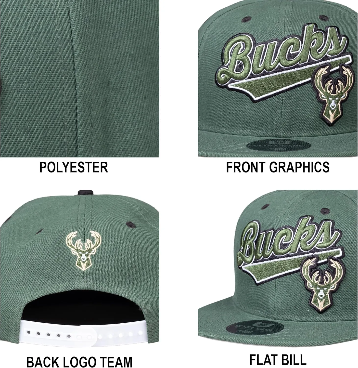 Ultra Game Men's NBA Official Snap Back 3D Embroidered Team Logo Baseball Cap Hat