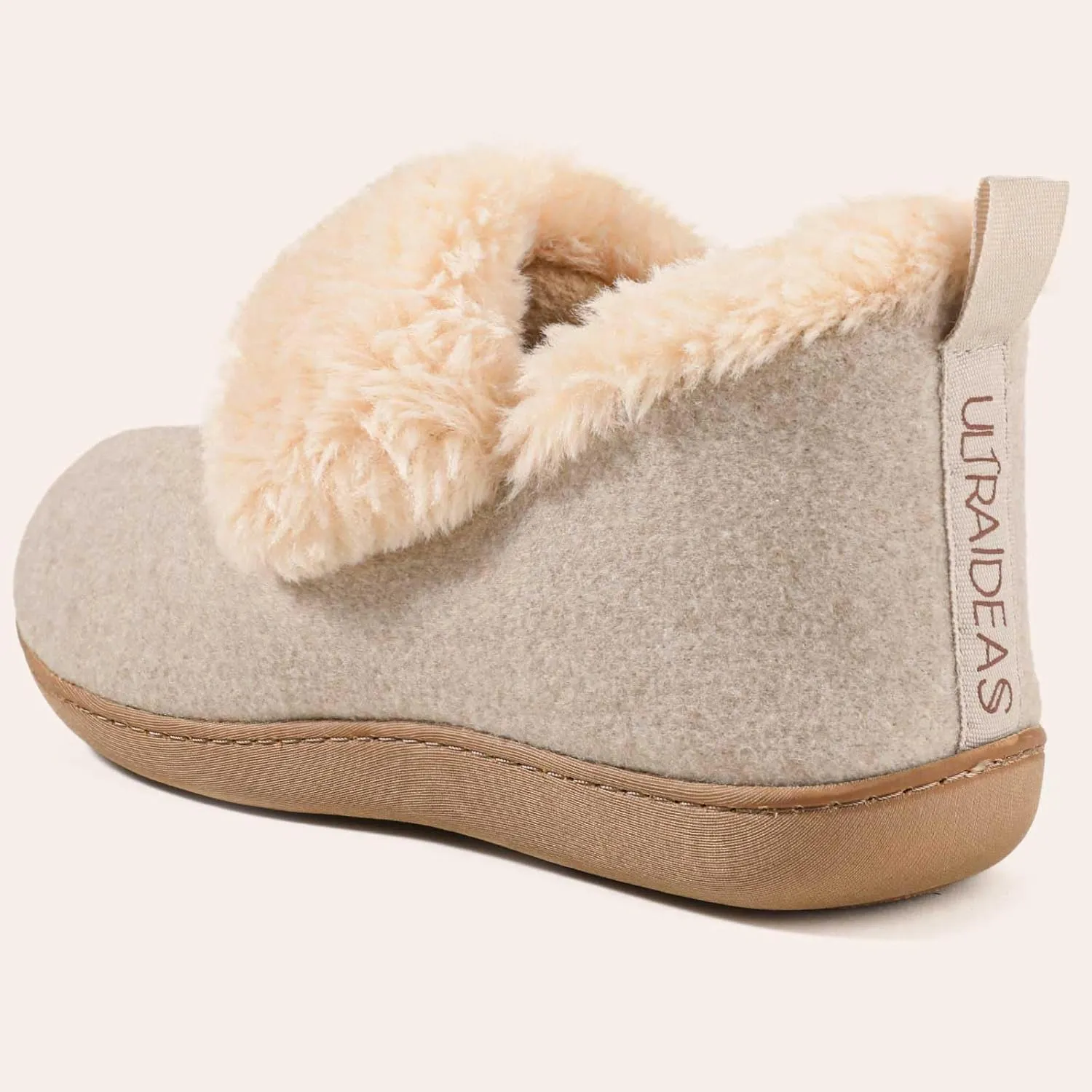 ULTRAIDEAS Women's Memory Foam House Shoes with Fuzzy Collar, Fur Lined Warm Bootie Slippers with Hard Bottom for Indoor & Outdoor