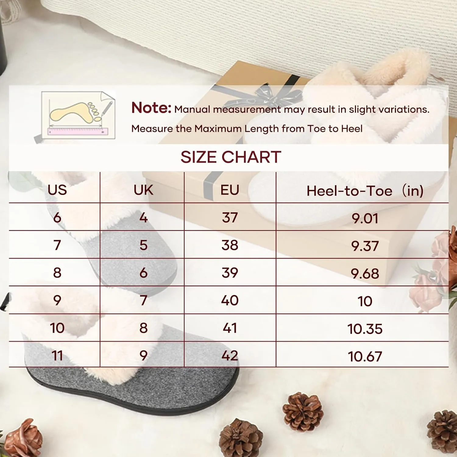 ULTRAIDEAS Women's Warm Slippers with Back, Ladies Slippers for Winter, Cosy Bootie Furry Slipper