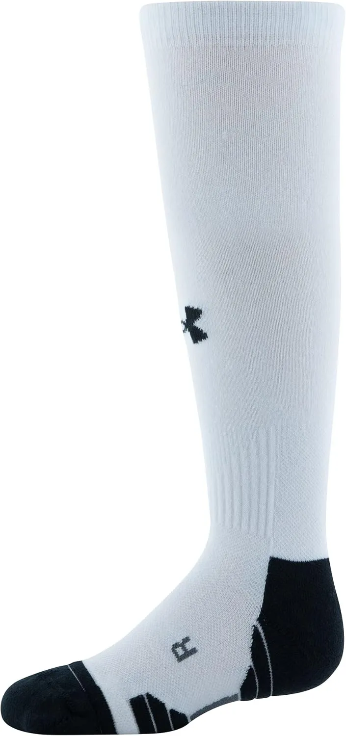 Under Armour Kids Solid Game Socks in Tropic Pink/Black with Model Ua-u457gdxl