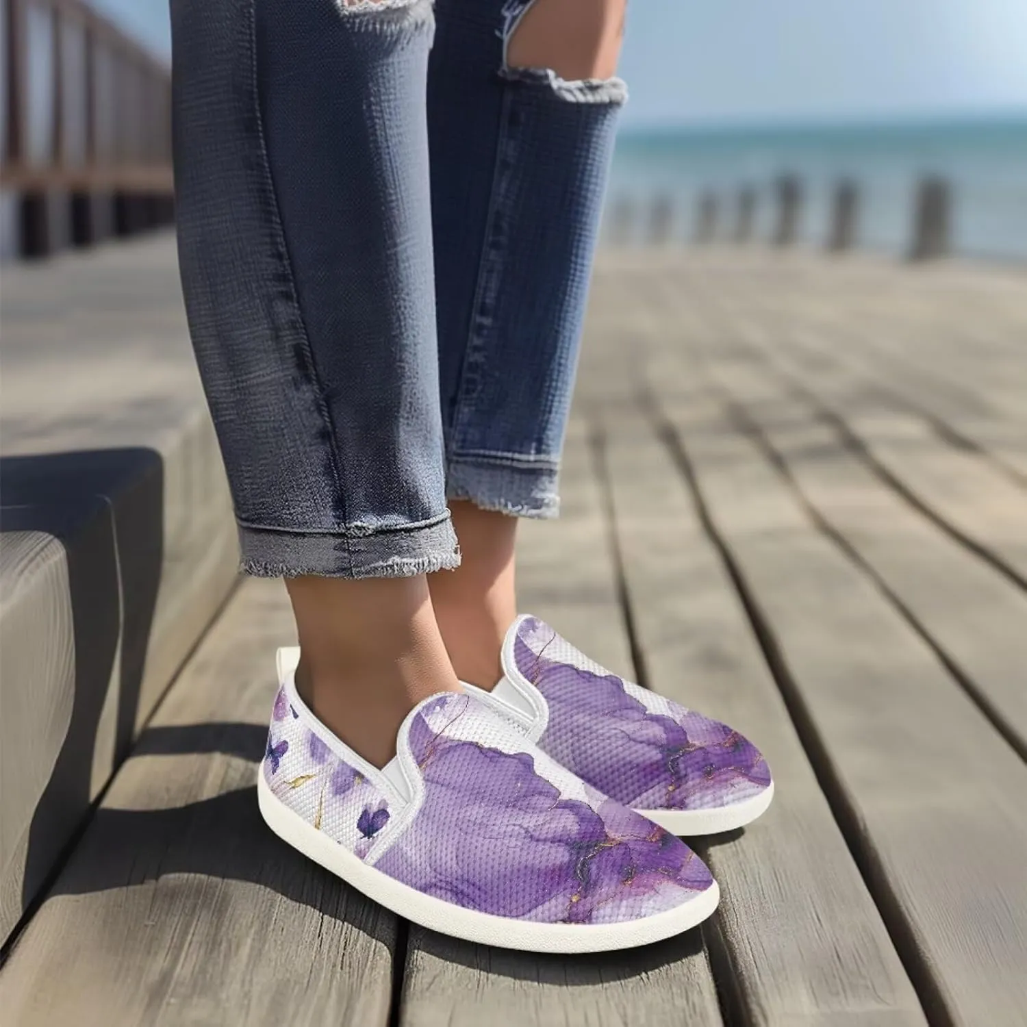 UNICEU Women Slip On Walking Sneaker Light Weight Sneaker Low Cut Flat Work Loafers Womens Casual Footwear Trainer