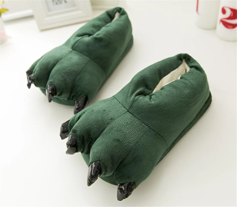 Unisex Cozy Flannel House Monster Slippers Halloween Animal Costume Paw Claw Shoes