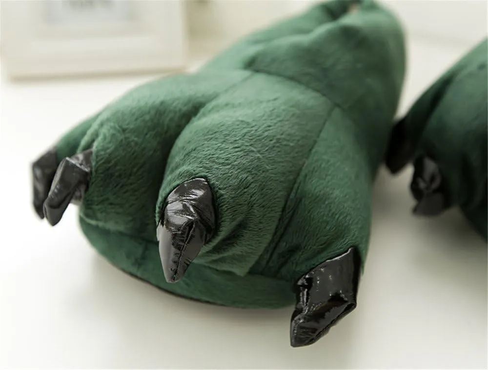 Unisex Cozy Flannel House Monster Slippers Halloween Animal Costume Paw Claw Shoes