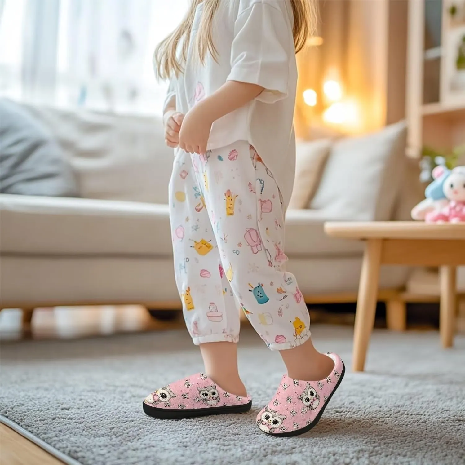 Unisex Kids Cute Cotton Slipper Winter Slipper Cozy Warm Plush Slipper Indoor Shoes Non-Slip Fleece Slipper US 9-15