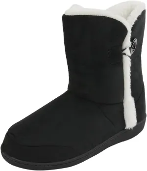 Unisex Warm Winter Memory Foam Button Slipper Boots for Women House Booties - Cozy Suede, Soft, Furry Footwear for Men