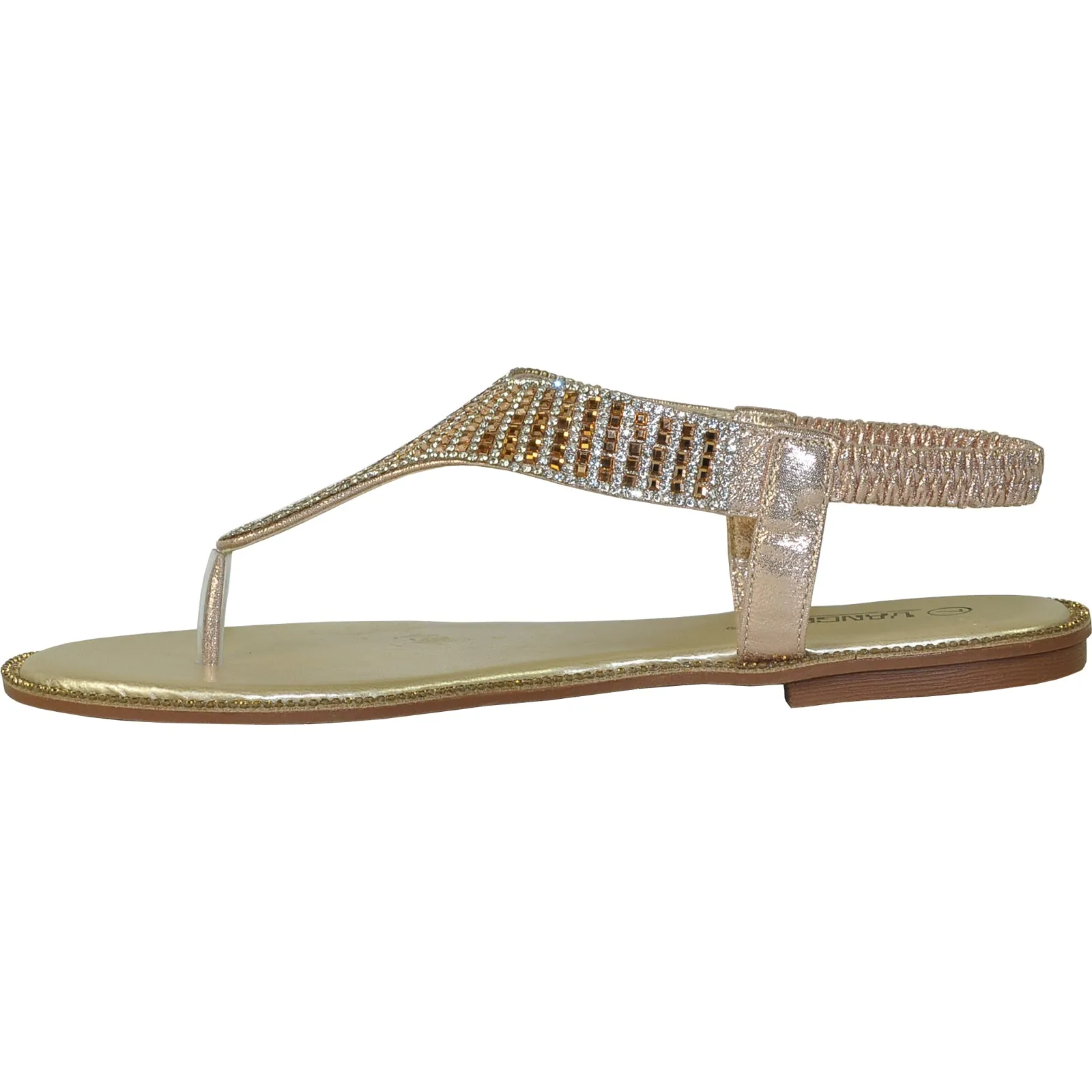 VANGELO Women Sandal ROBERTA-1 Flat Sandal Champagne Gold