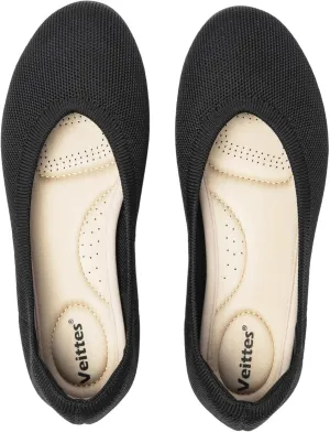 Veittes Women's Wide Width Flats Shoes, Ladies Fashion Comfortable Breathable Office Ballet Flats Shoes.