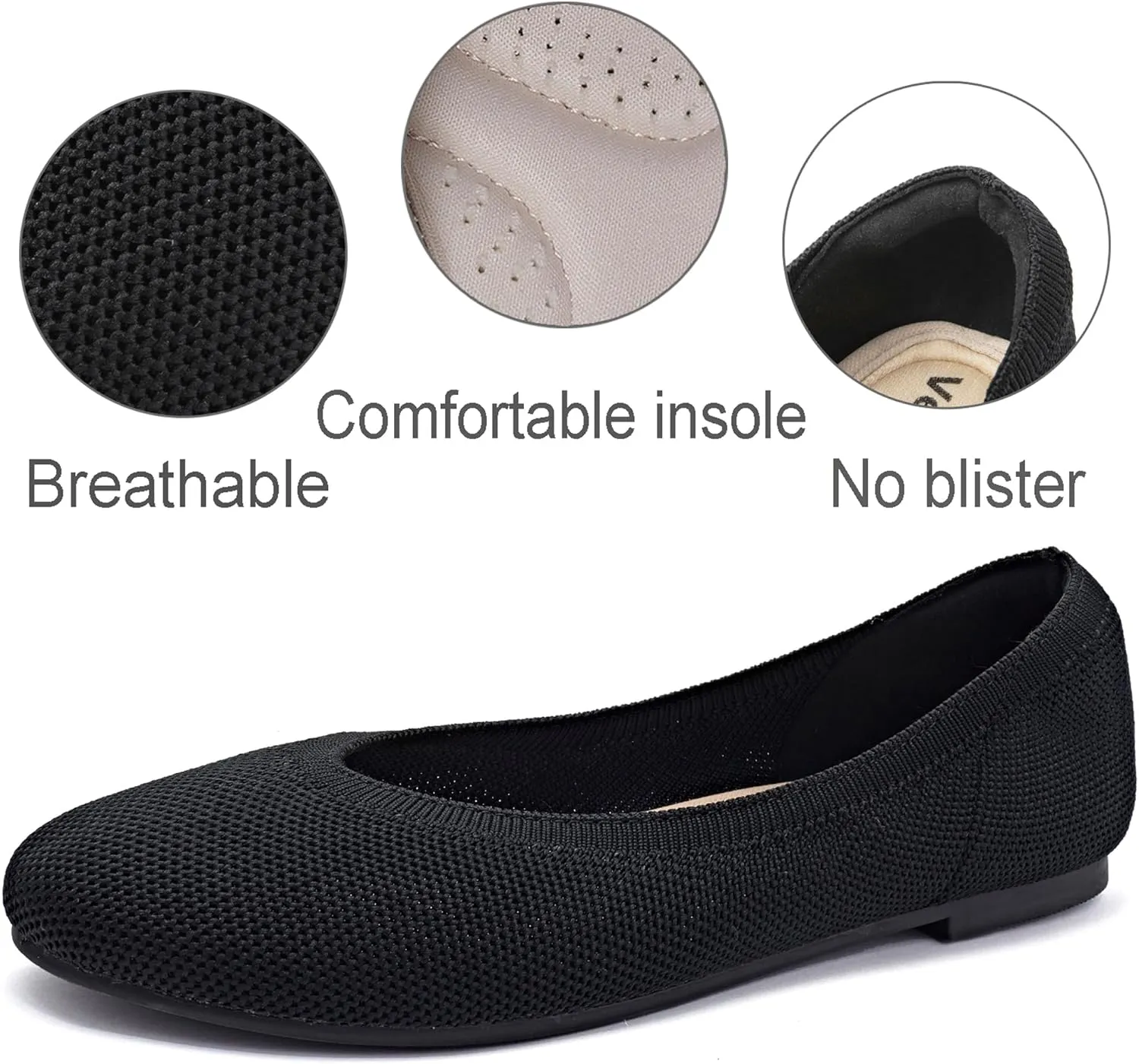 Veittes Women's Wide Width Flats Shoes, Ladies Fashion Comfortable Breathable Office Ballet Flats Shoes.