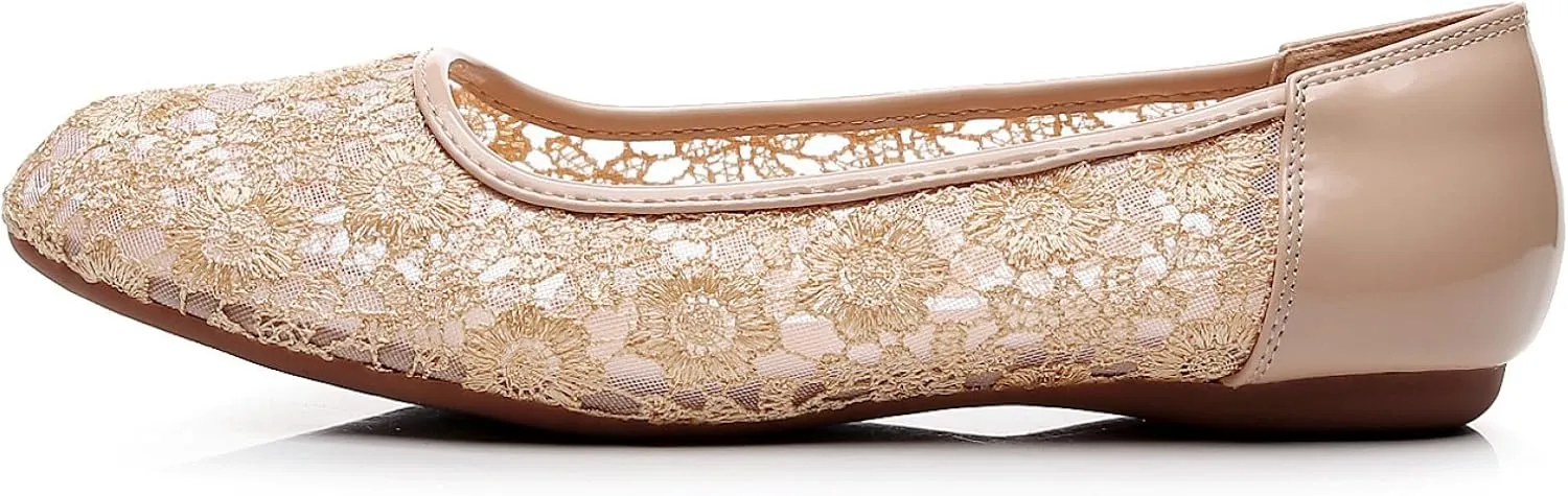 VenusCelia Women's Serenity Breathable Lace Upper Flat