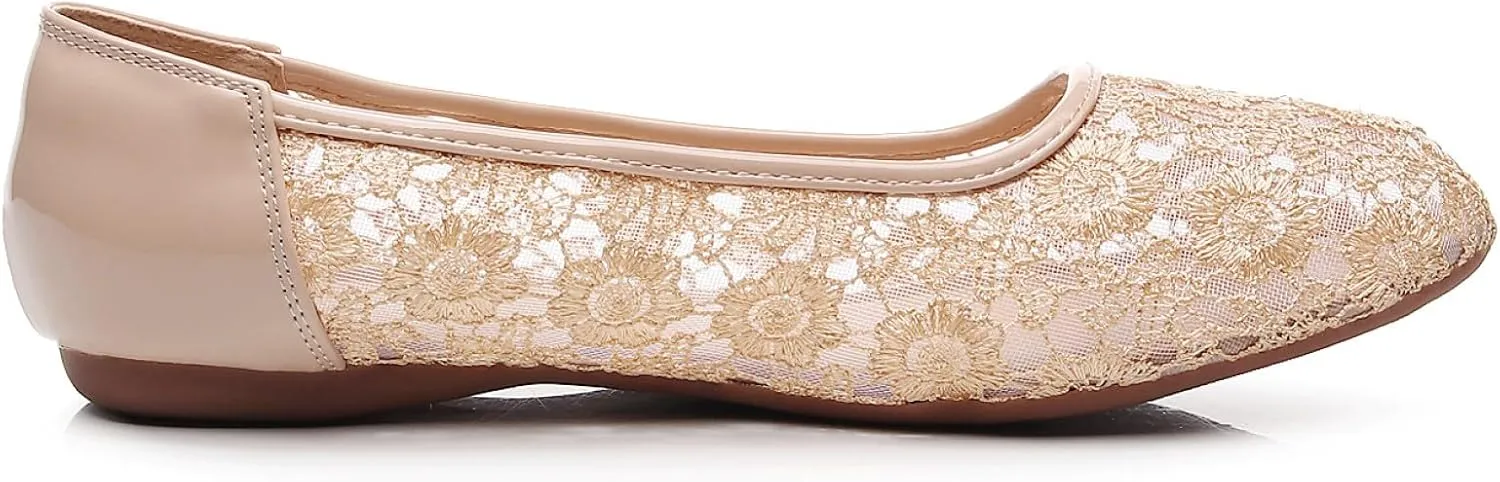 VenusCelia Women's Serenity Breathable Lace Upper Flat