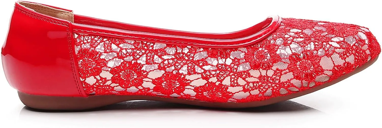 VenusCelia Women's Serenity Breathable Lace Upper Flat
