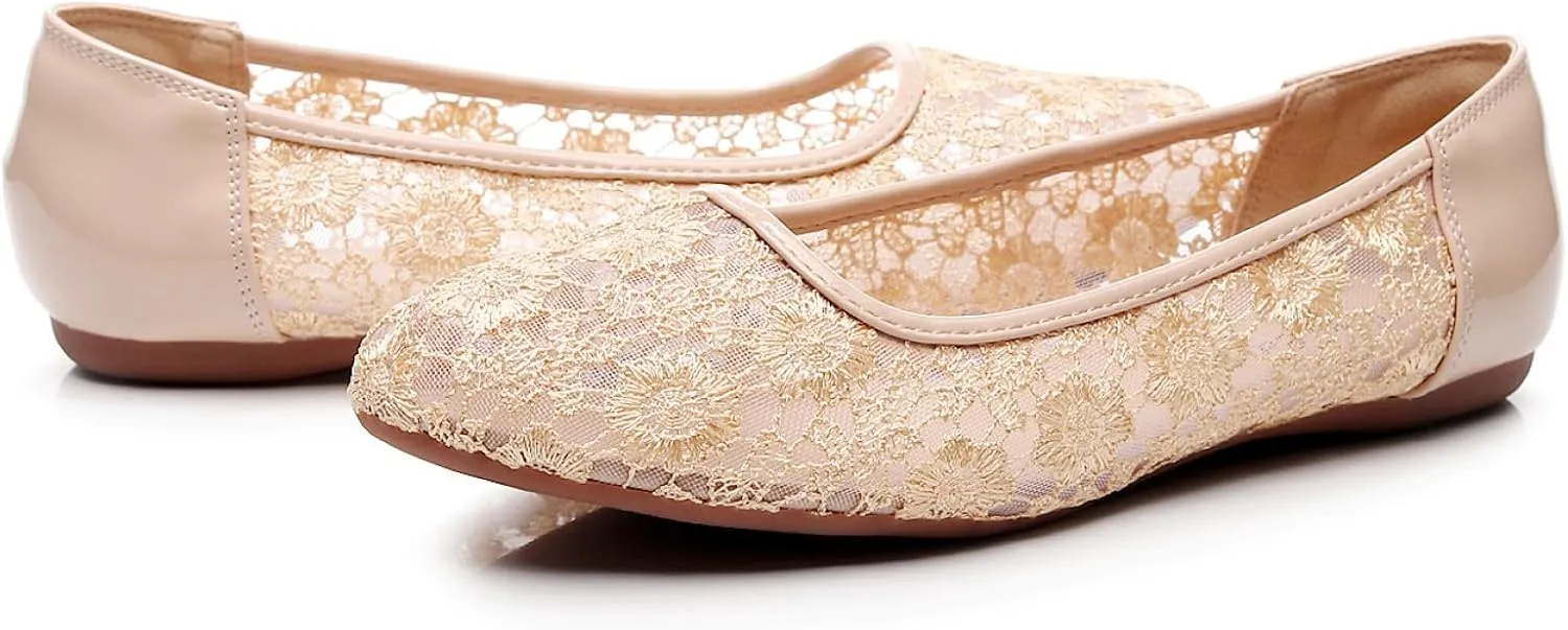 VenusCelia Women's Serenity Breathable Lace Upper Flat