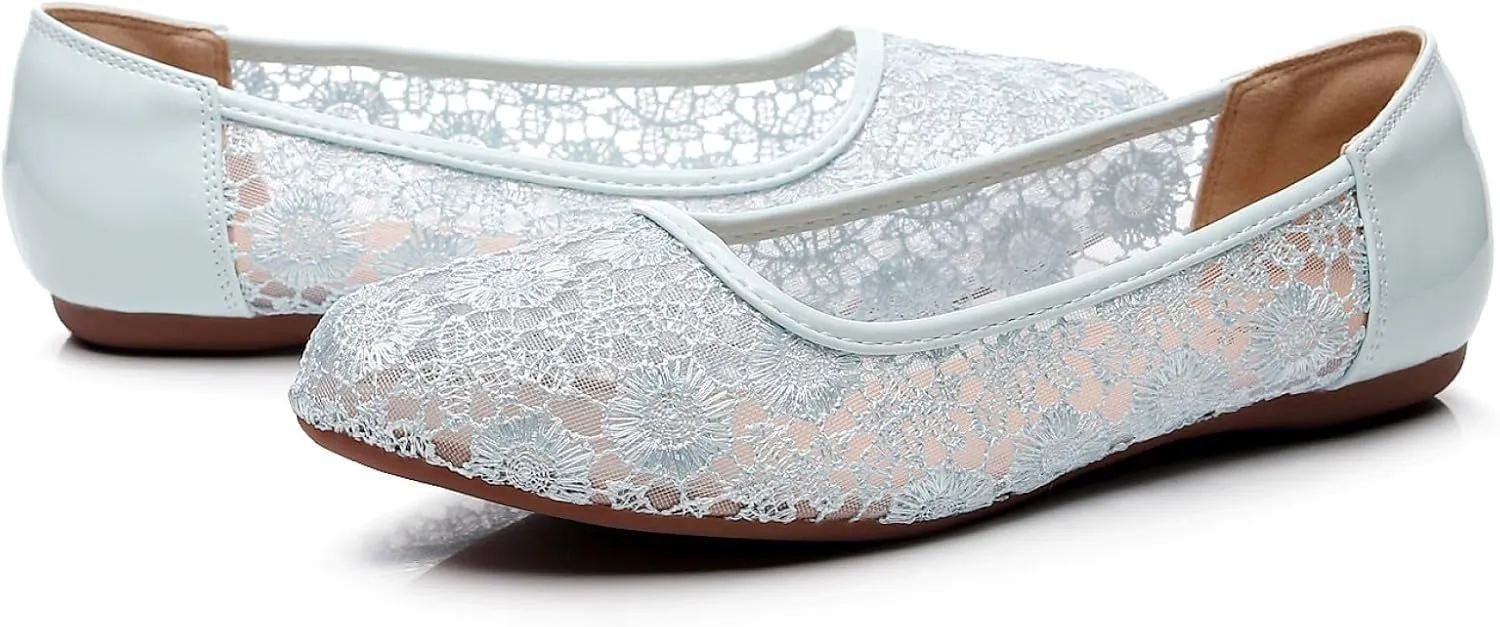 VenusCelia Women's Serenity Breathable Lace Upper Flat