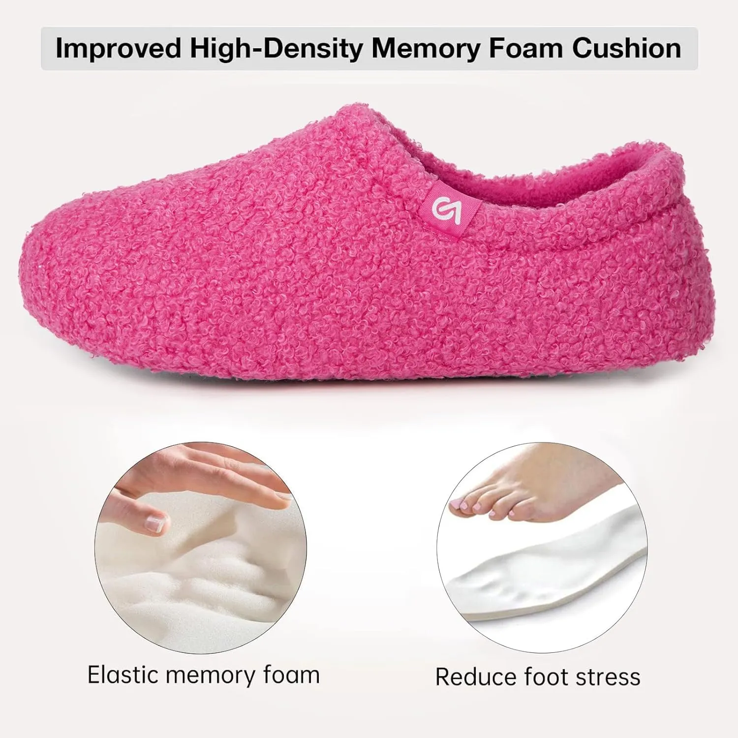 VeraCosy Women's Fuzzy Teddy Slippers Lightweight Memory Foam Indoor House Shoes