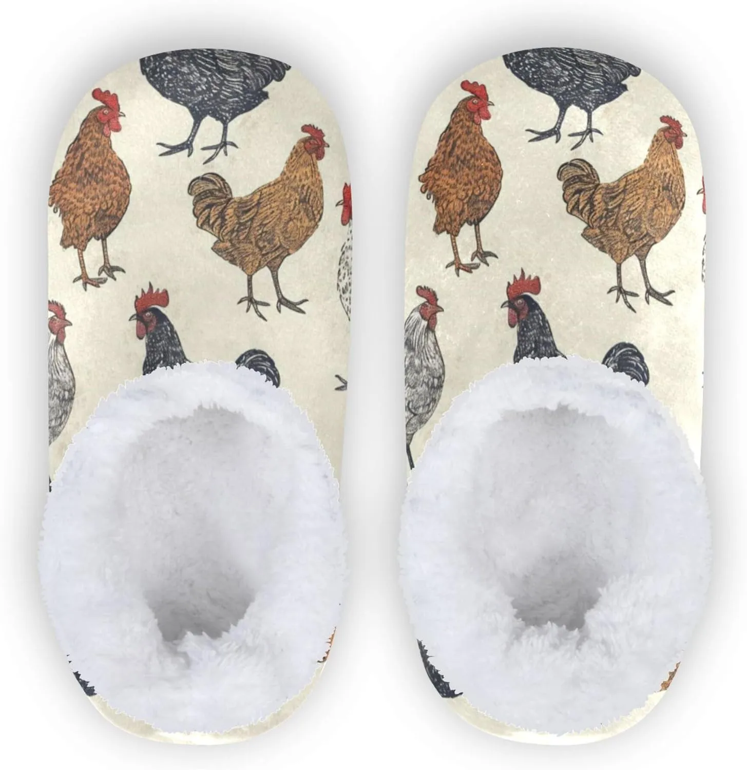 Vintage Rooster Chicken Kids Slippers for Boys Girls