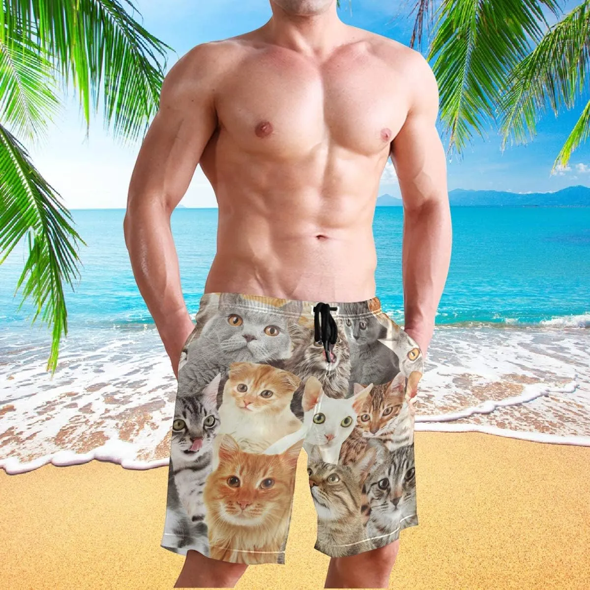 visesunny Stylish Mens Swim Trunks Quick Dry Beachwear Sports Swim Board Shorts Holiday Party Bathing Suits
