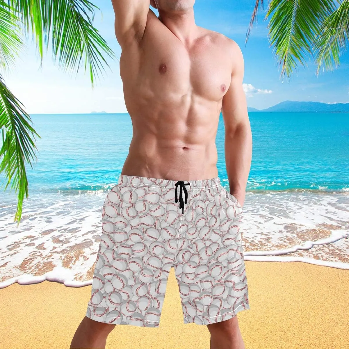 visesunny Stylish Mens Swim Trunks Quick Dry Beachwear Sports Swim Board Shorts Holiday Party Bathing Suits