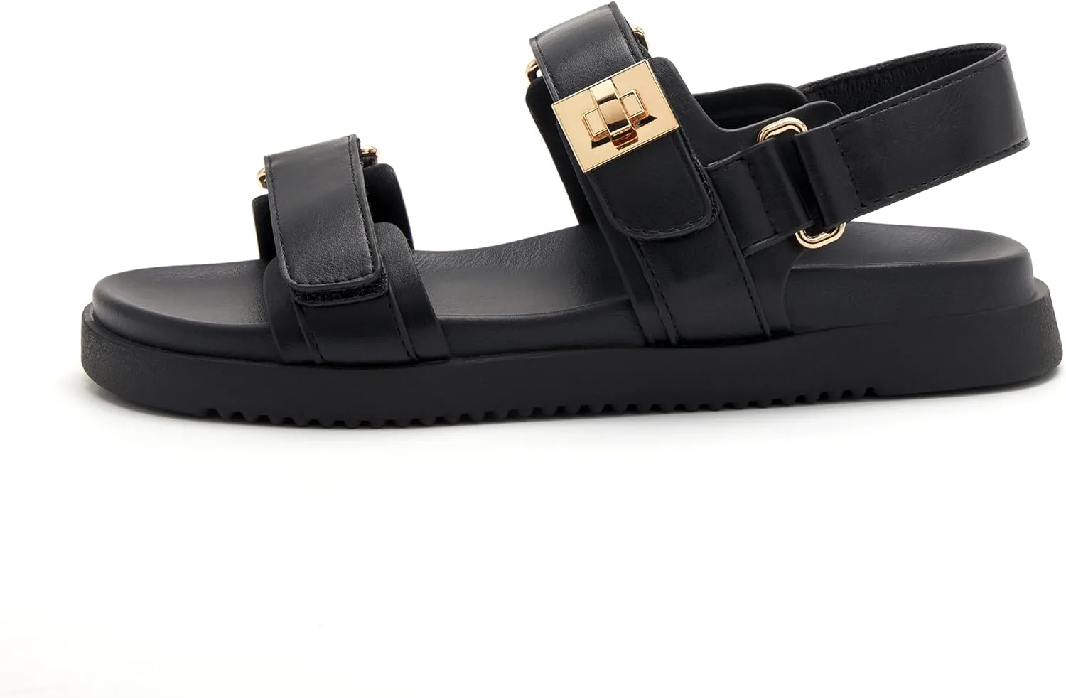 vodvob Women’s Flat Sandals with Soft Cushioned Footbed Open Toe Slides Adjustable Slip On Slippers for Summer