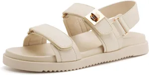 vodvob Women’s Flat Sandals with Soft Cushioned Footbed Open Toe Slides Adjustable Slip On Slippers for Summer