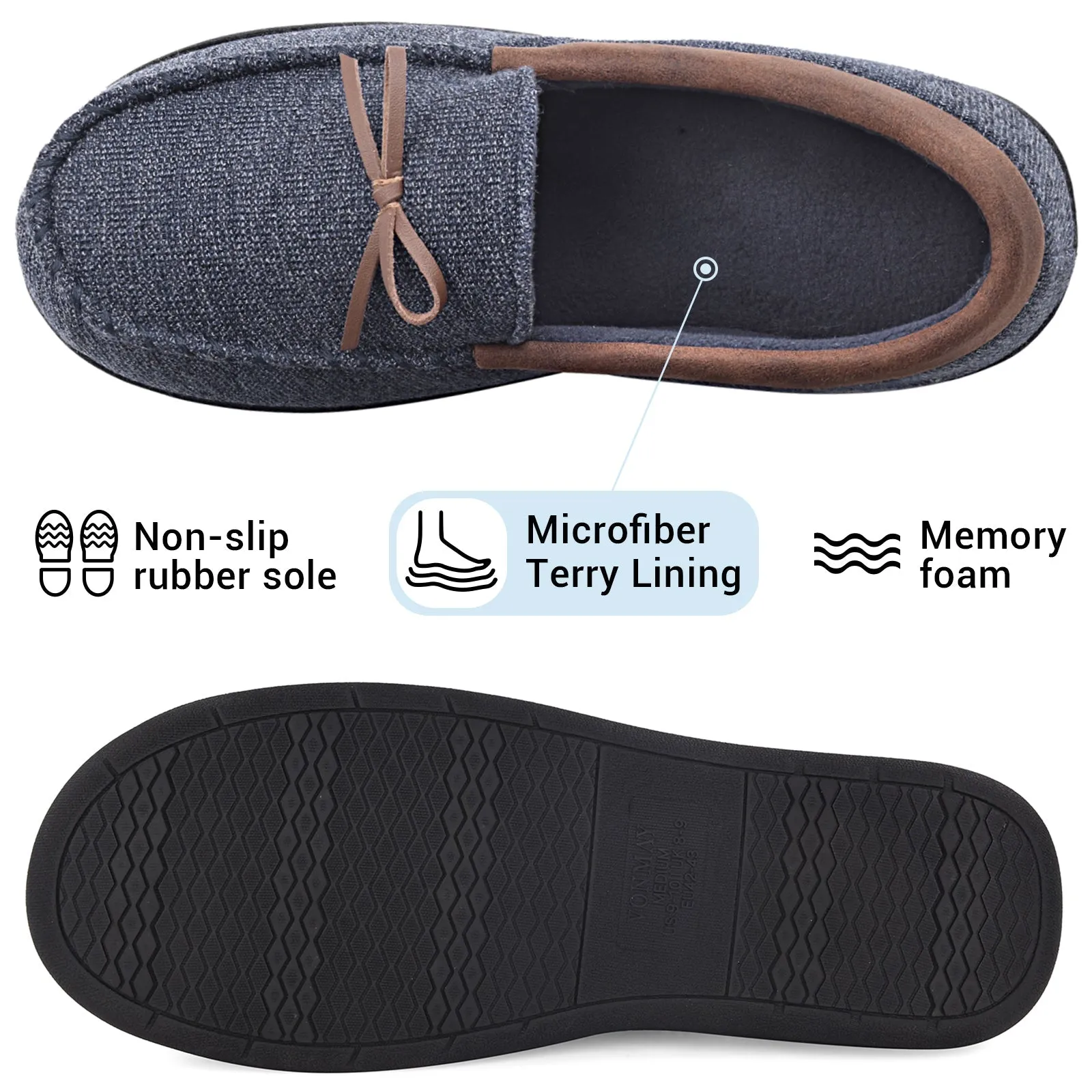 VONMAY Men's Moccasins Slippers Loafer House Shoes with Memory Foam