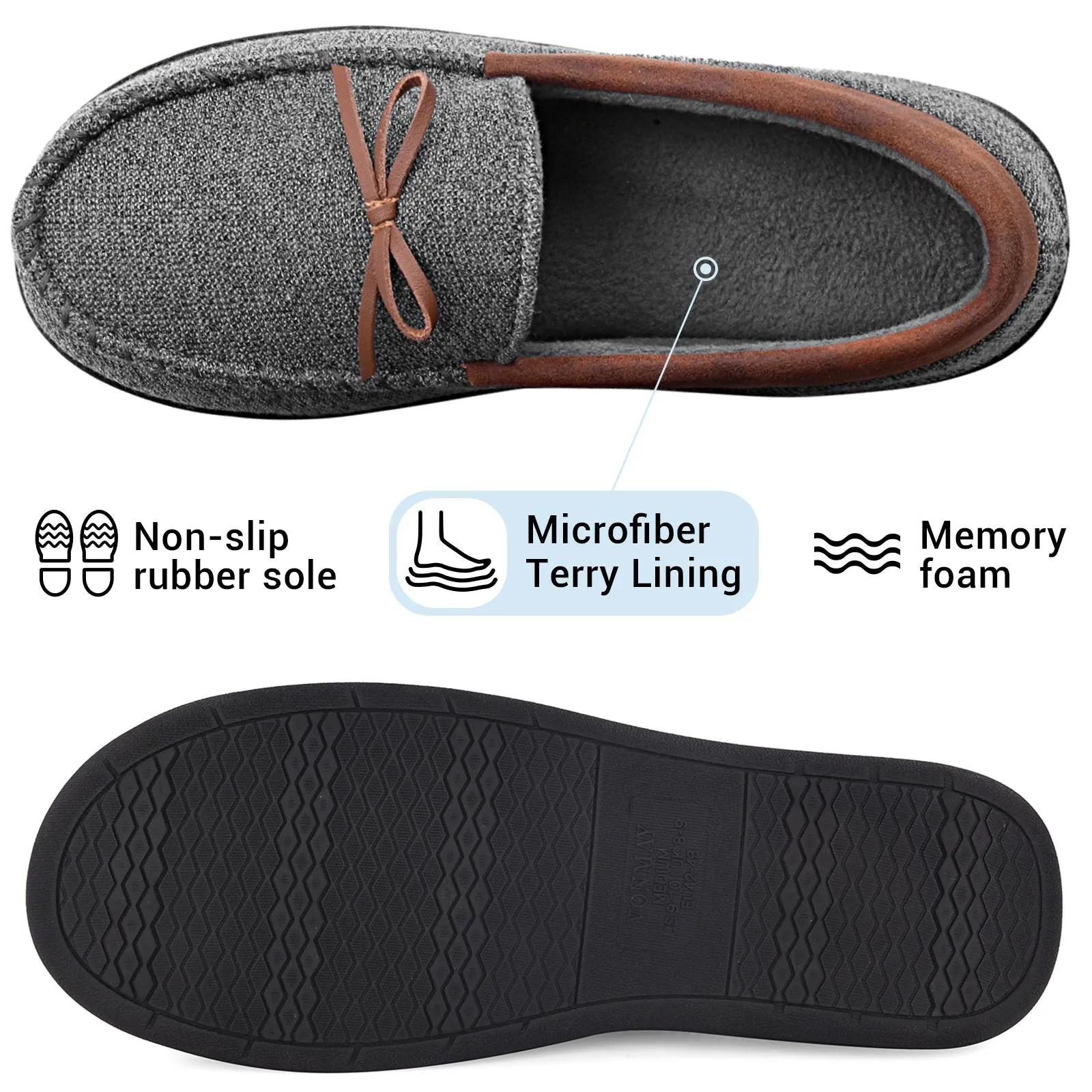 VONMAY Men's Moccasins Slippers Loafer House Shoes with Memory Foam