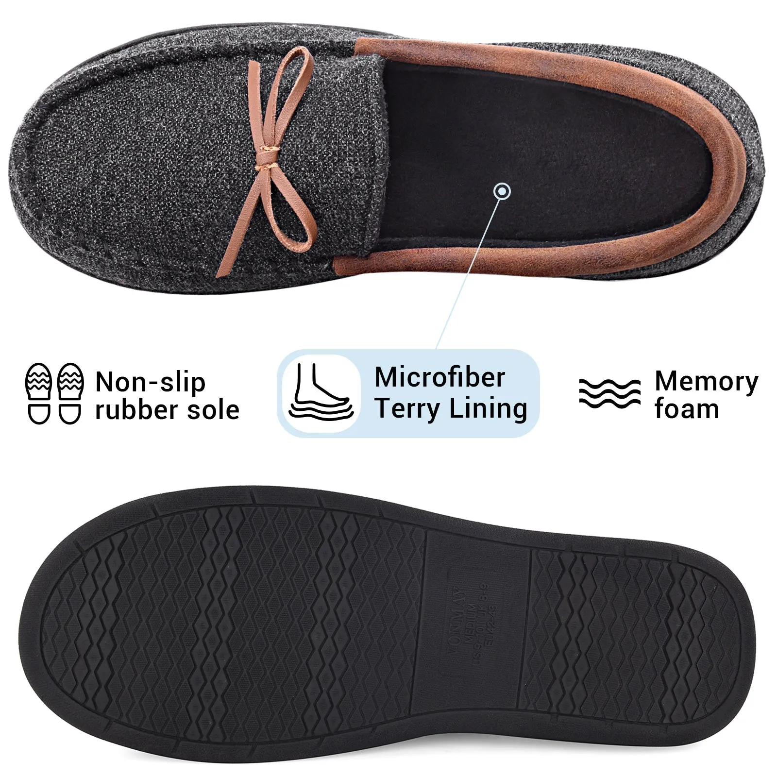 VONMAY Men's Moccasins Slippers Loafer House Shoes with Memory Foam