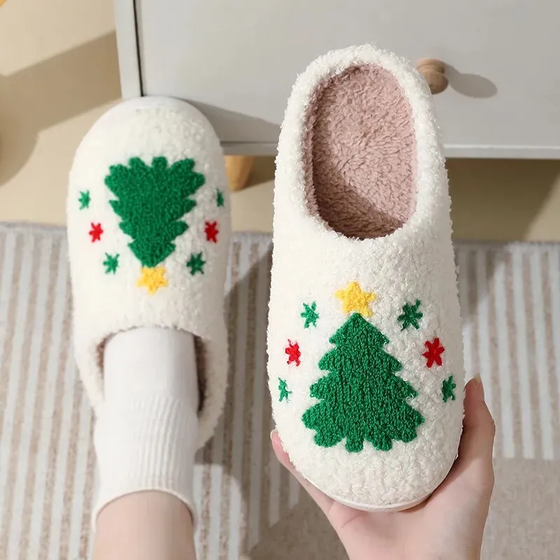 Warm Plush Indoor Christmas Pattern Non Slip Home Slipper