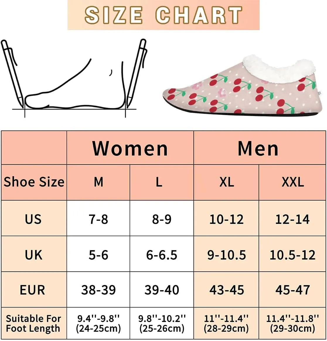 Watercolor Cherry Flower Dots Slipper for Women and Men Non-Slip Fuzzy Slipper Socks Memory Foam Slippers Winter Warm Home Slippers Fur Lining