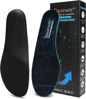 Wear or Heat Moldable Plantar Fasciitis Insoles NOT Much Cushion for Feet Pain Relief Orthopedic Arch Support Insoles Mens or Womens Foot Standing All Day Men Size 8-8.5 Women Size 9.5-10 Black