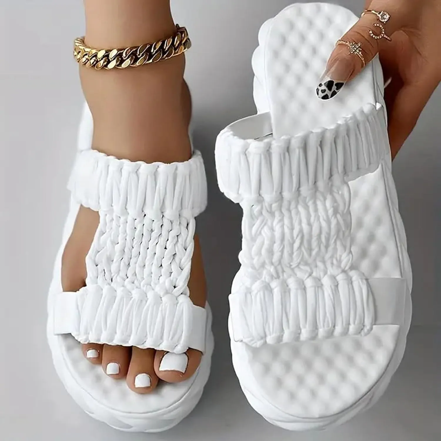 Wedge Slide Sandals Platform Sandals Wedge Sandals For Women Comfortable Dressy Fancy Sandals for Women Flat