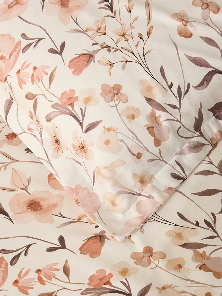 Westside Home Rust Botanical Queen Bed Flat Sheet and Pillowcase Set