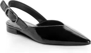 White Slingback Flat Shoes for Women Pointed Toe Adjustable Buckle Flat Mule Sandals Casual Comfortable Office Dressy Shoes