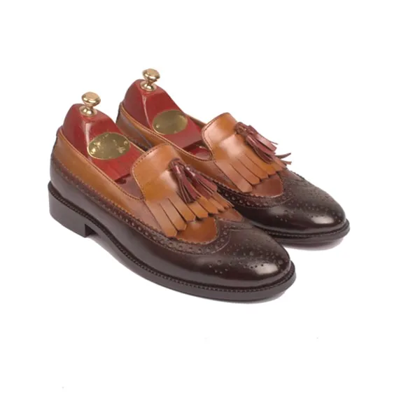 Wingtip Tassel Dark Brown Leather Loafer
