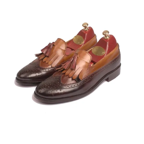 Wingtip Tassel Dark Brown Leather Loafer