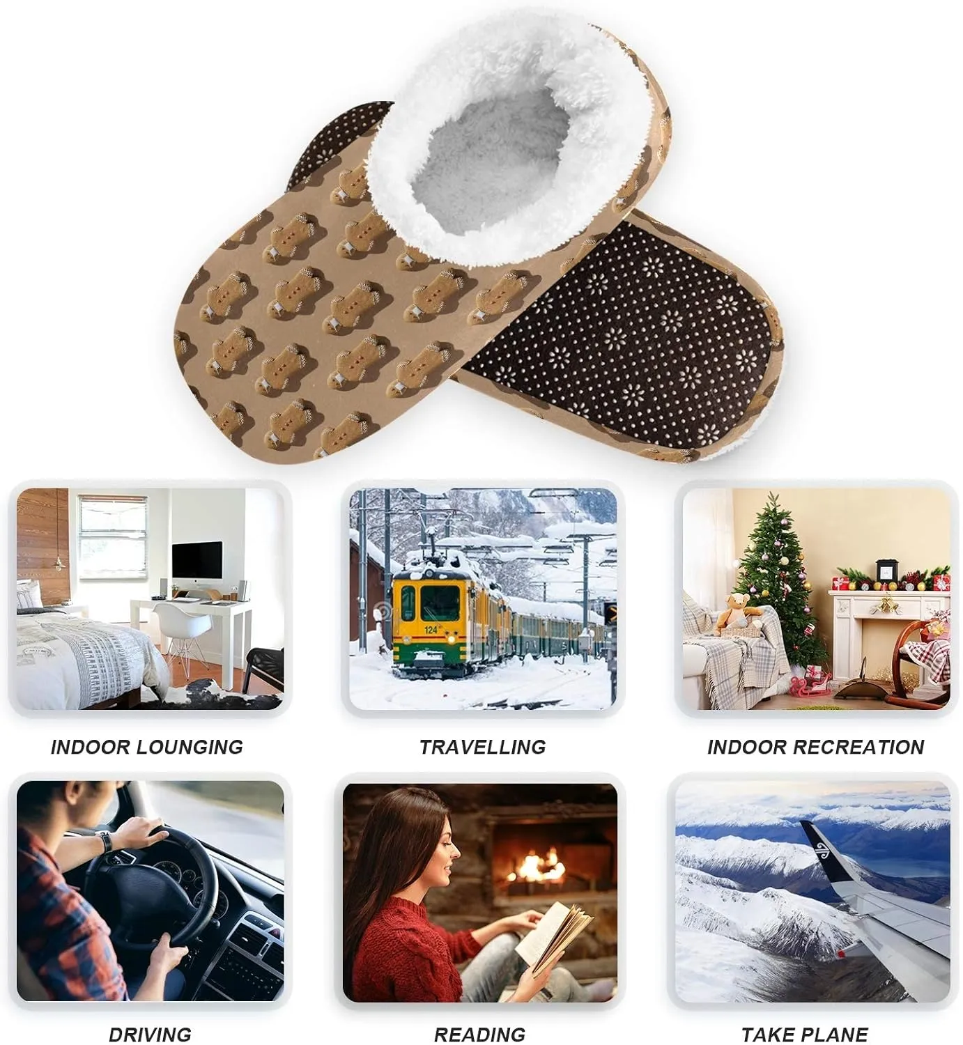 Winter House Slippers for Women/Men with Red And Yellow Autumn Maple Leaves Element Cozy Fleece Slippers