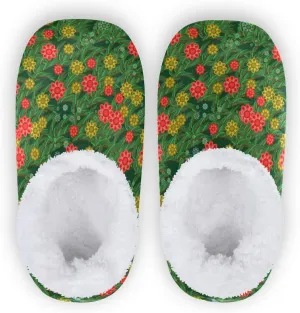 Winter House Slippers for Women/Men with Seamless Clover Element Cozy Fleece Slippers