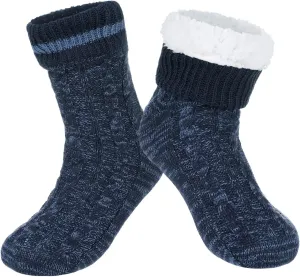 Winter Mens Fluffy Warm Fleece Lining Slipper Socks Sleeping Socks Christmas Socks