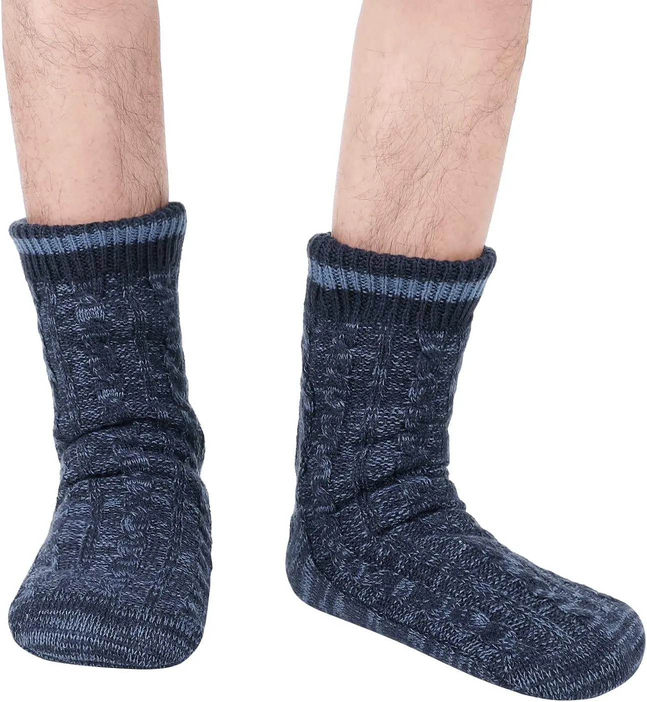 Winter Mens Fluffy Warm Fleece Lining Slipper Socks Sleeping Socks Christmas Socks