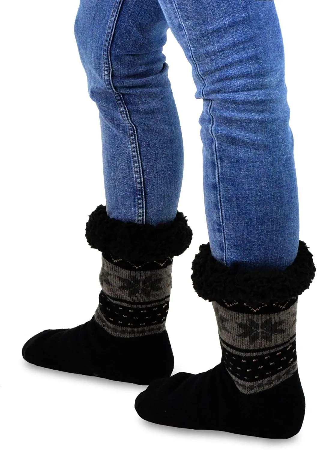 Winter Thick Thermal Double Layer Crew Socks for Adults 3 Pair Christmas Santa Snowman Deer Cat Dog Ski Socks